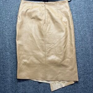 MNG Mango Leather Skirt Womens 2 Tan Asymmetric O-Ring Wrap Midi 33311105 Lamb